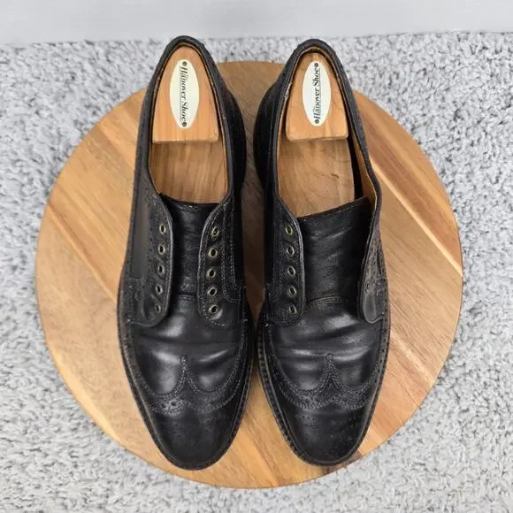 Allen Edmonds Mens 8.5D MacNeil Black Shell Cordovan Wingtip Brogue Oxford Dress